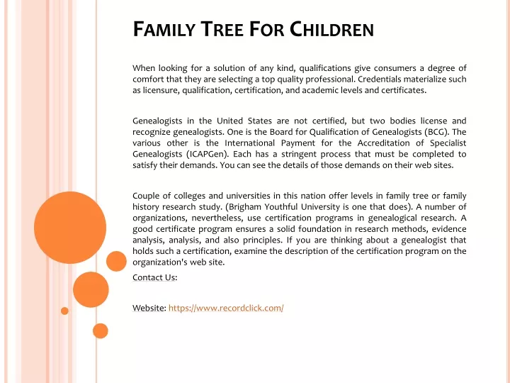 family tree for children