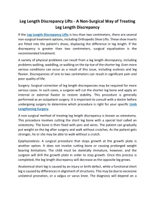 Leg Length Discrepancy Lifts - A Non-Surgical Way of Treating Leg Length Discrepancy