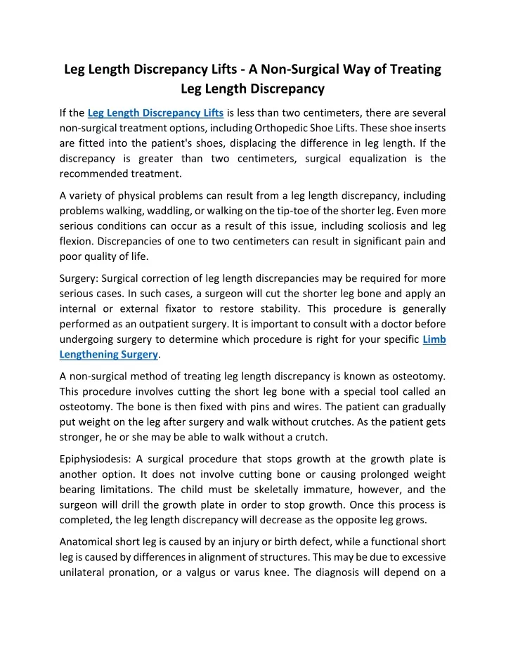 leg length discrepancy lifts a non surgical