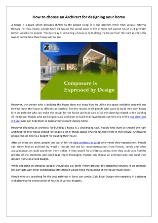 How to choose an Archirect for designing your home