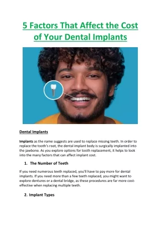 5 Factors That Affect the Cost of Your Dental Implants