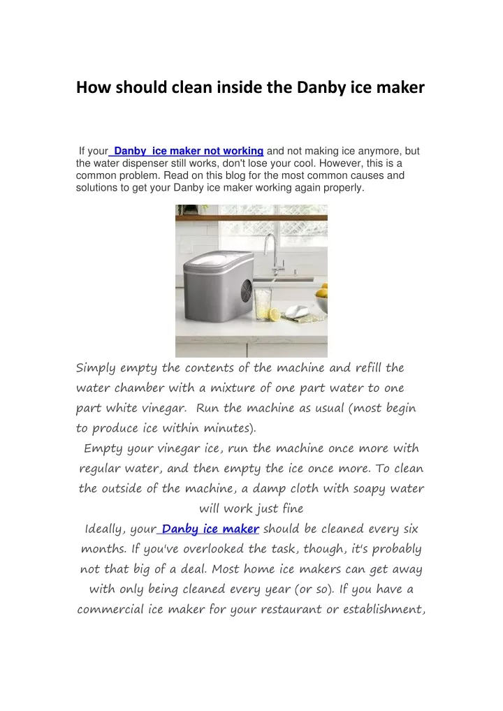 how should clean inside the danby ice maker