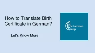 How to Translate Birth Certificate in German?