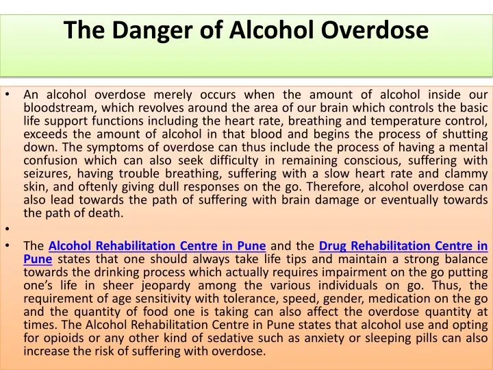 the danger of alcohol overdose