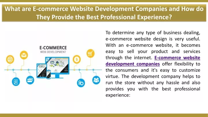 what are e commerce website development companies