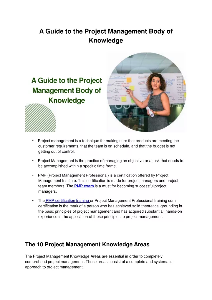 a guide to the project management body