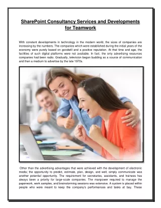 sharepoint consultancy services and developments
