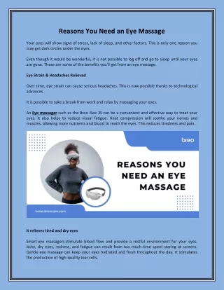 Reasons You Need an Eye Massage