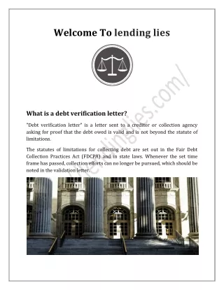 What is a debt verification letter
