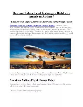 How much does it cost to change a flight with American Airlines cheapestflightsfare.com