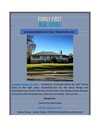 Ironwood Homes For Sale | Rayestrella.com