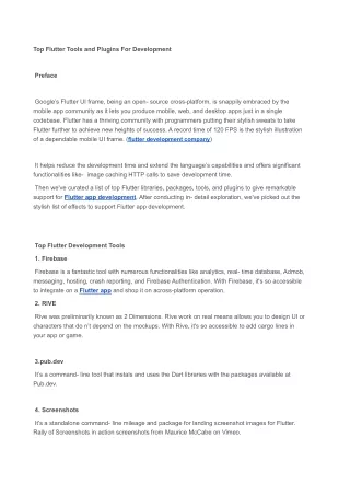 top flutter tools and plugins for development