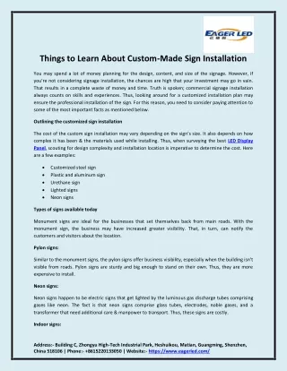 Things to Learn About Custom-Made Sign Installation