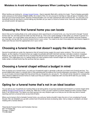 Errors to Avoid whatsoever Costs When Looking for Funeral Homes