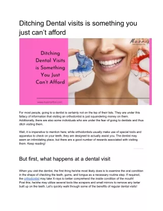 Ditching Dental visits is something you just can’t afford