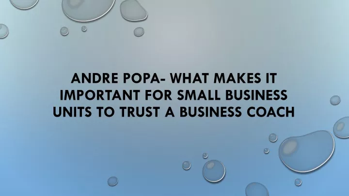 andre popa what makes it important for small business units to trust a business coach