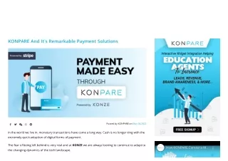 KONPARE And It's Remarkable Payment Solutions