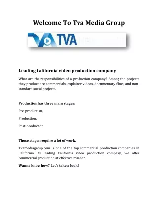 Leading California video production company