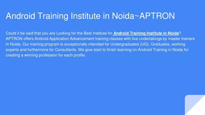 android training institute in noida aptron