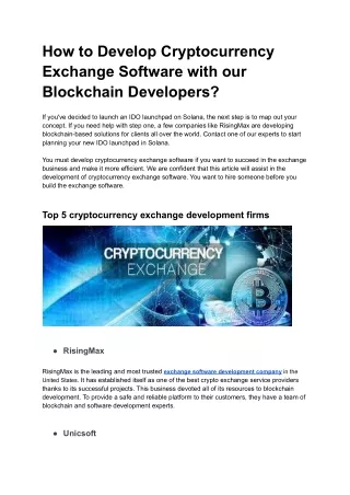 how to develop cryptocurrency exchange software