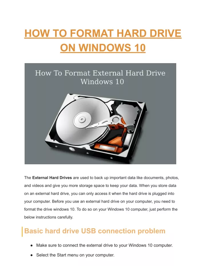 how to format hard drive on windows 10