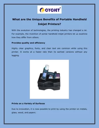 What are the Unique Benefits of Portable Handheld Inkjet Printers?