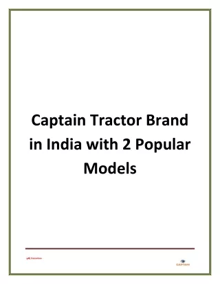 Captain Tractor Brand in India with 2 Popular Models