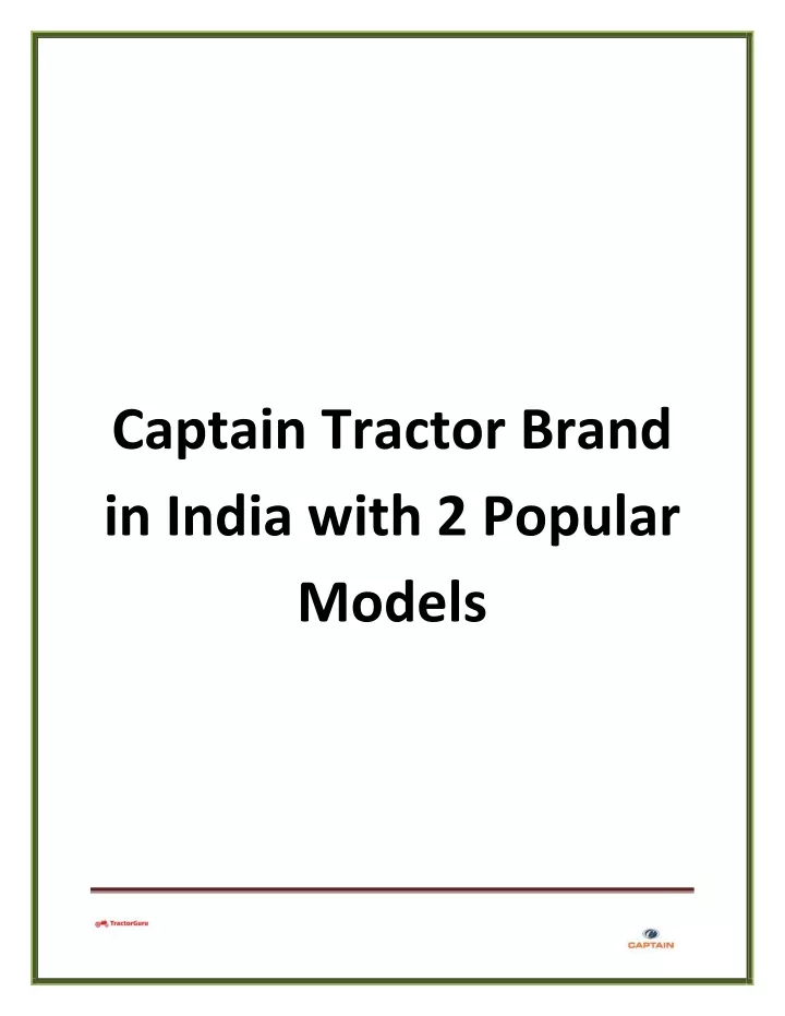 captain tractor brand in india with 2 popular