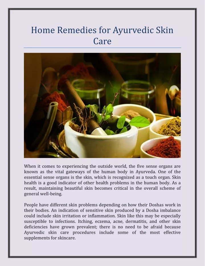 home remedies for ayurvedic skin care