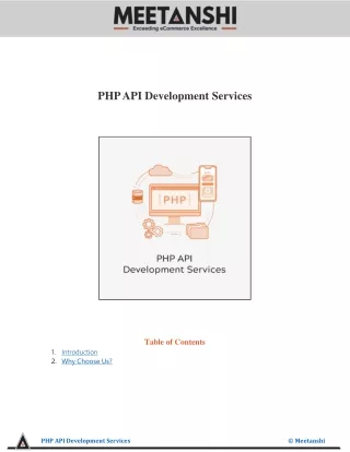 php api development services table of contents