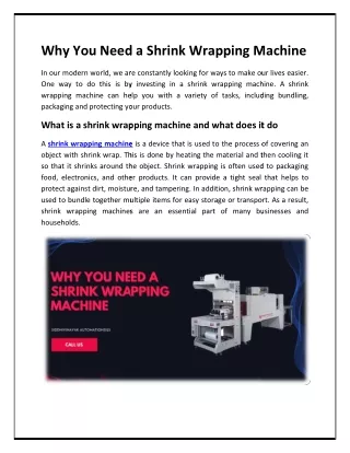 why you need a shrink wrapping machine