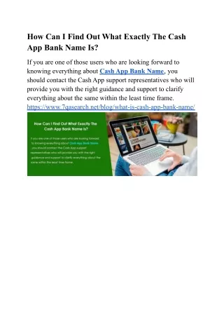 How Can I Find Out What Exactly The Cash App Bank Name Is?