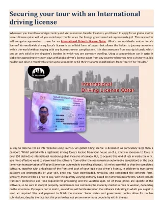 Securing your tour with an International  driving license