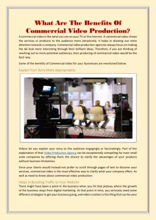 What Are The Benefits Of Commercial Video Production