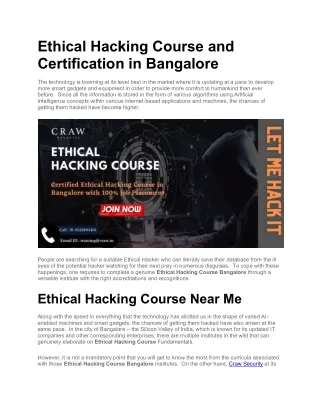 ethical hacking course and certification