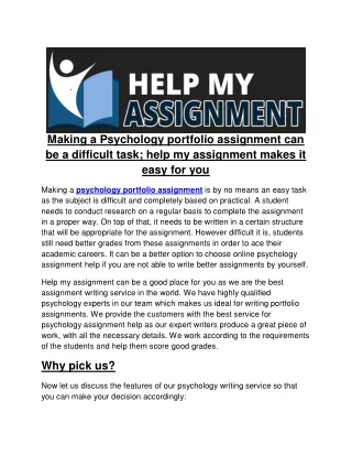 making a psychology portfolio assignment