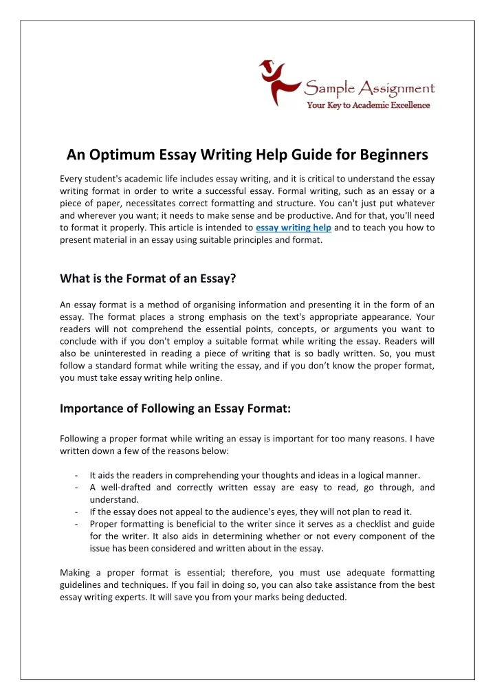 an optimum essay writing help guide for beginners