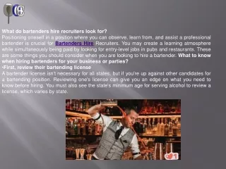 what do bartenders hire recruiters look