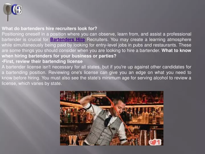 what do bartenders hire recruiters look