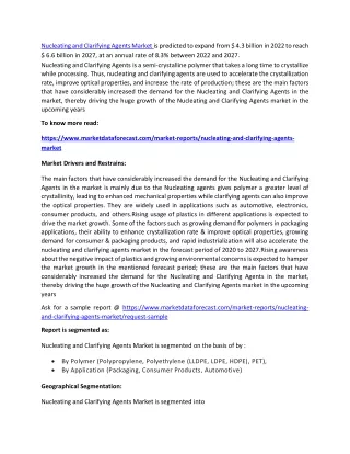 nucleating and clarifying agents market