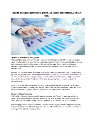 how to manage salesforce data growth in a secure