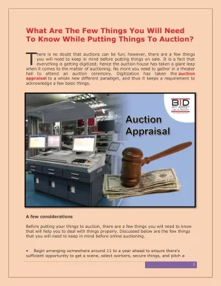 What Are The Few Things You Will Need To Know While Putting Things To Auction