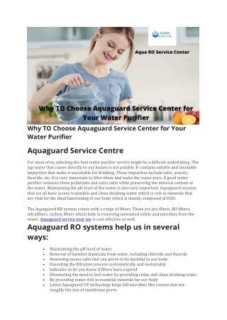 Aquaguard Service Near Me | Aquaguard RO Service Centre | Aquaguard Service