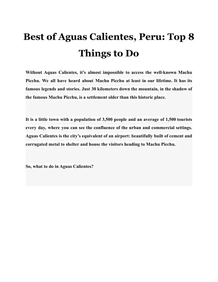 best of aguas calientes peru top 8