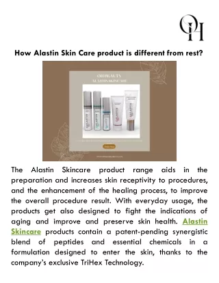 how alastin skin care product is different from