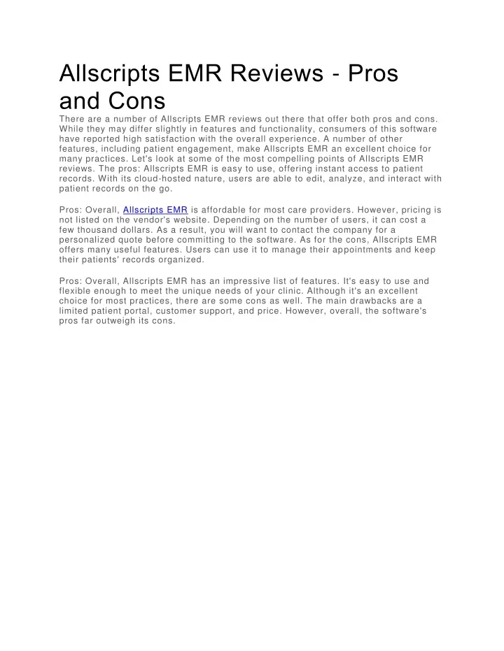 allscripts emr reviews pros and cons there