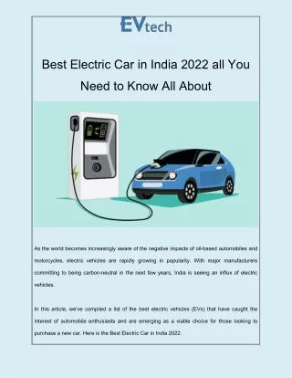 Best Electric Car in India 2022 all You Need to Know All About – Evtec Vehicle