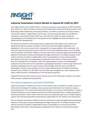 Industrial Automation Control Market to Expand 8% CAGR by 2027