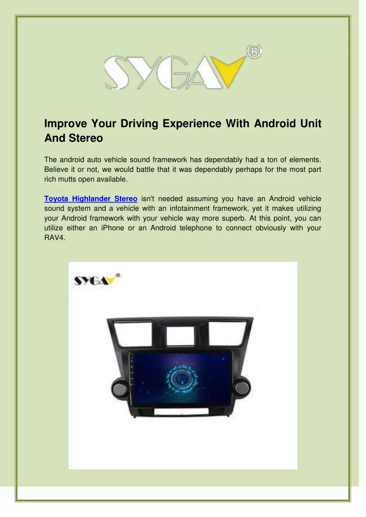 improve your driving experience with android unit