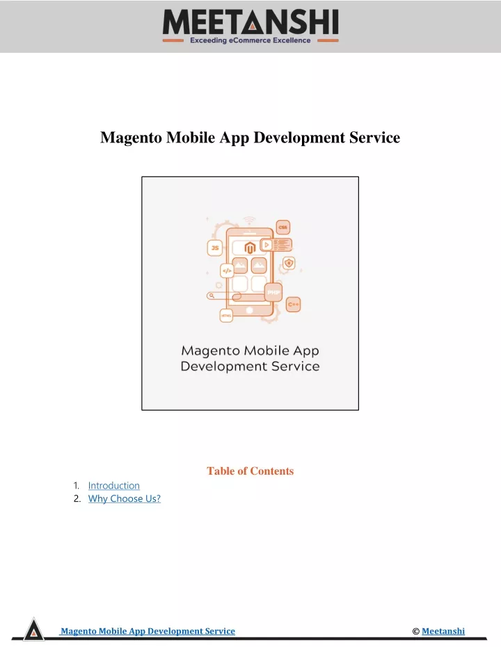 magento mobile app development service table